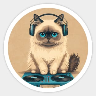 Cute DJ Ragdoll Cat Sticker